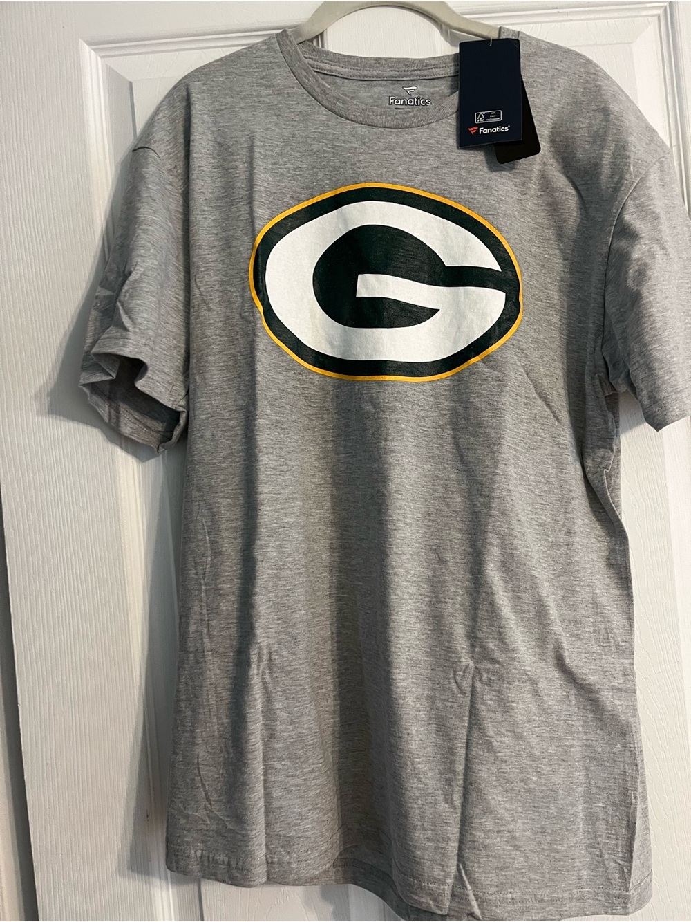 Fanatics Gray Green Bay Packers Logo Tee with Yellow Accent